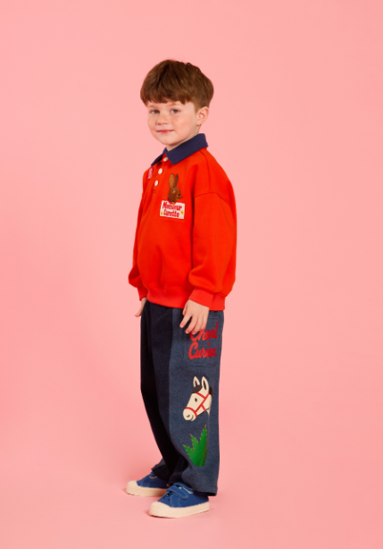 BEBE DE PINO Pony color block denim pants