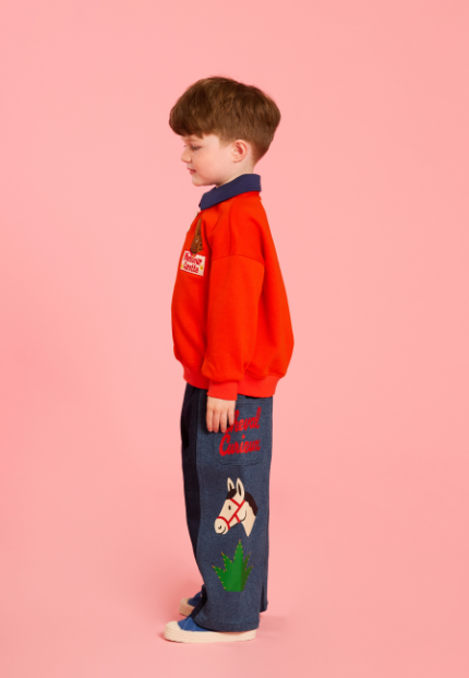 BEBE DE PINO Pony color block denim pants