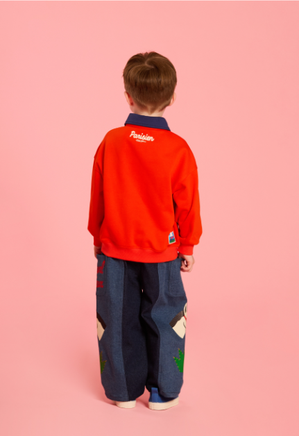 BEBE DE PINO Pony color block denim pants