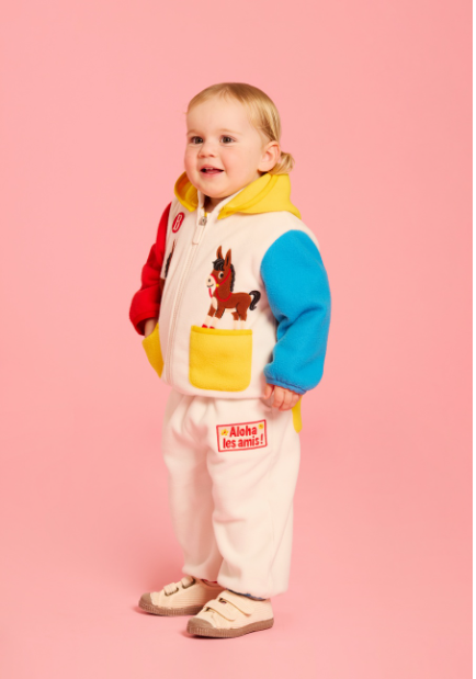 BEBE DE PINO Donkey baby color block fleece jacket