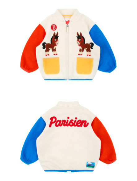 BEBE DE PINO Donkey baby color block fleece jacket