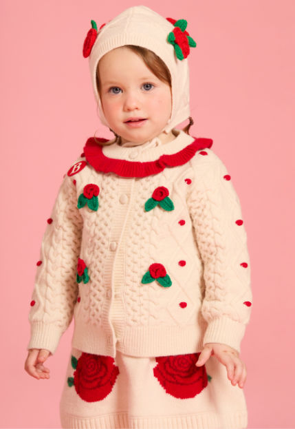 BEBE DE PINO Rose frill sweater cardigan
