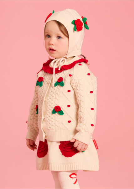BEBE DE PINO Rose frill sweater cardigan