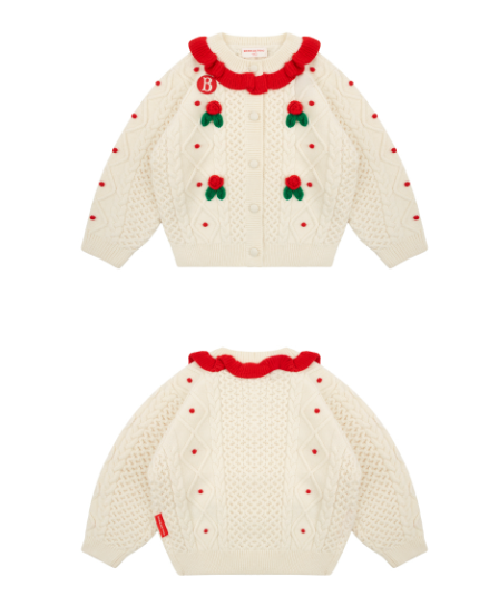 BEBE DE PINO Rose frill sweater cardigan