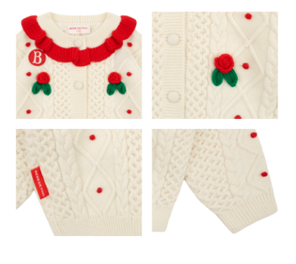 BEBE DE PINO Rose frill sweater cardigan