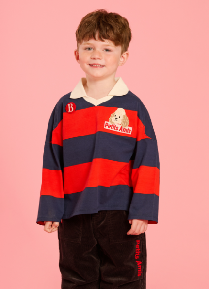 BEBE DE PINO Poodle yoko collar stripe long sleeve tee