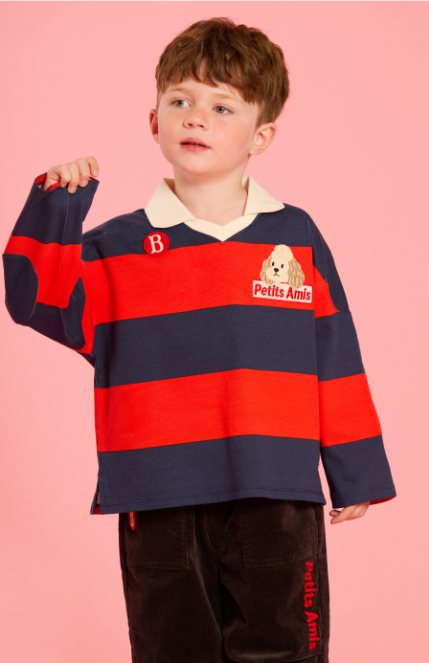 BEBE DE PINO Poodle yoko collar stripe long sleeve tee