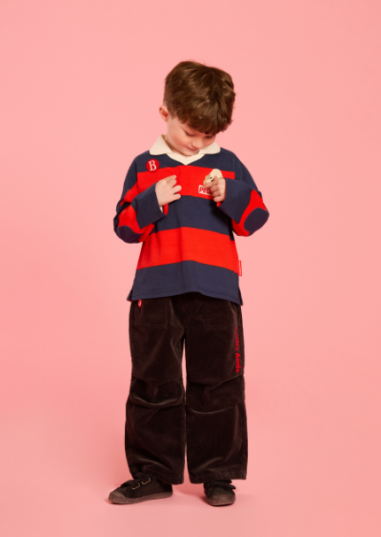 BEBE DE PINO Poodle yoko collar stripe long sleeve tee