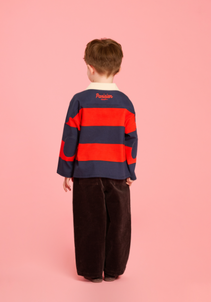 BEBE DE PINO Poodle yoko collar stripe long sleeve tee