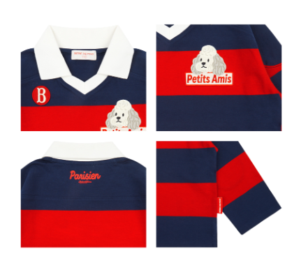 BEBE DE PINO Poodle yoko collar stripe long sleeve tee