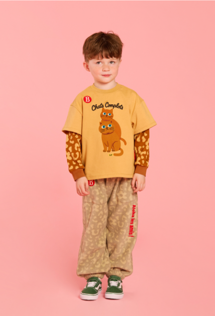 BEBE DE PINO Aloha cat layered long sleeve tee
