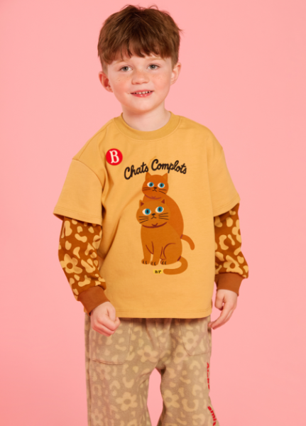 BEBE DE PINO Aloha cat layered long sleeve tee