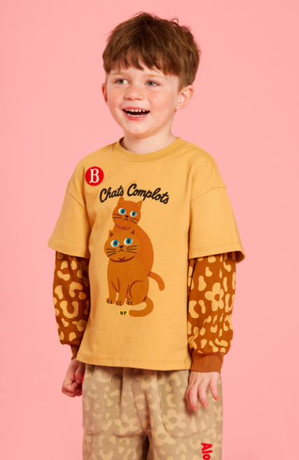 BEBE DE PINO Aloha cat layered long sleeve tee