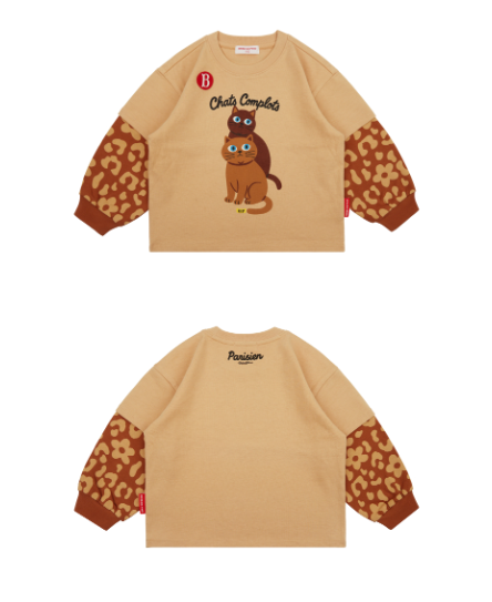 BEBE DE PINO Aloha cat layered long sleeve tee