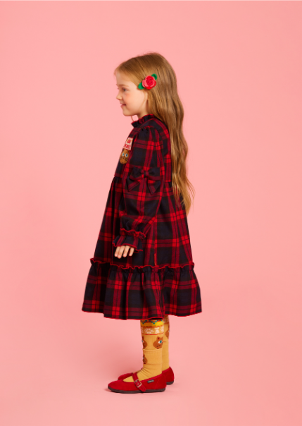 BEBE DE PINO Aloha cat frill check dress