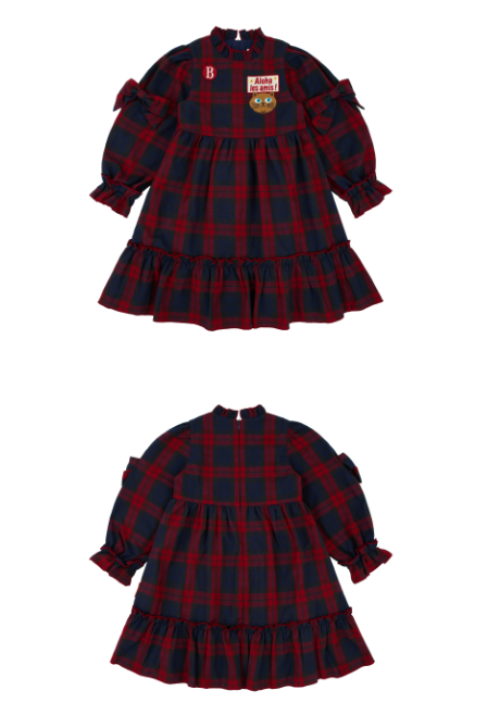 BEBE DE PINO Aloha cat frill check dress
