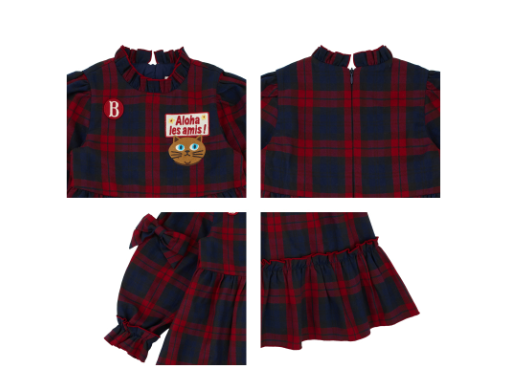 BEBE DE PINO Aloha cat frill check dress