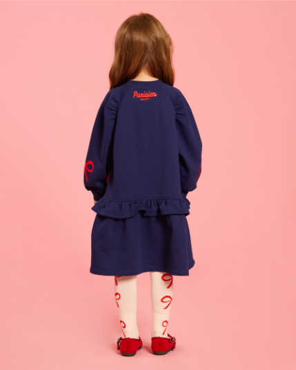 BEBE DE PINO Stripe ribbon shirring raglan dress