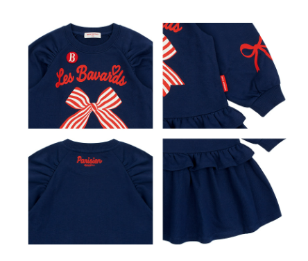 BEBE DE PINO Stripe ribbon shirring raglan dress