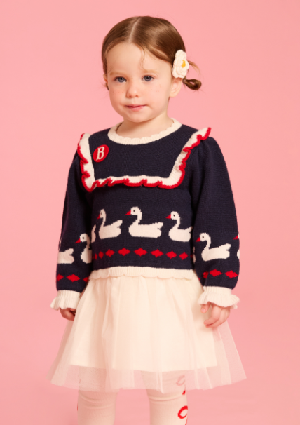 BEBE DE PINO Swan ruffle tutu sweater dress