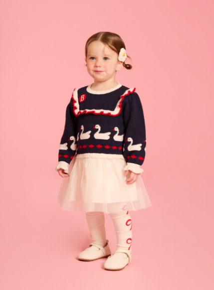 BEBE DE PINO Swan ruffle tutu sweater dress
