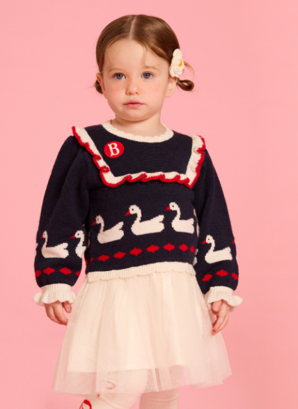 BEBE DE PINO Swan ruffle tutu sweater dress