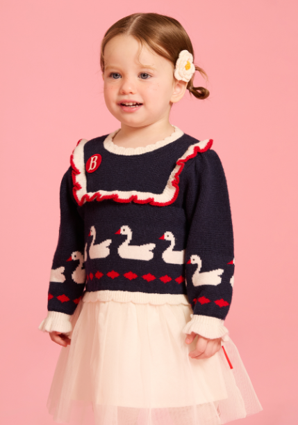 BEBE DE PINO Swan ruffle tutu sweater dress