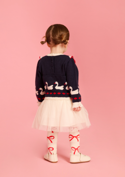 BEBE DE PINO Swan ruffle tutu sweater dress
