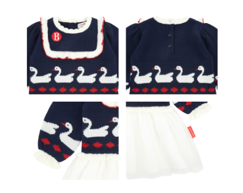 BEBE DE PINO Swan ruffle tutu sweater dress