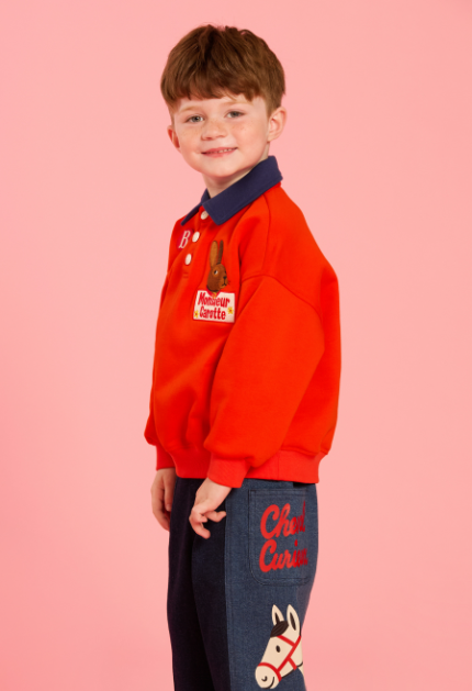 BEBE DE PINO Rabbit polo collar sweatshirt
