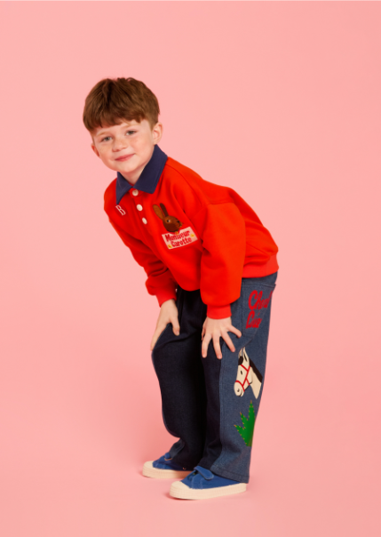 BEBE DE PINO Rabbit polo collar sweatshirt