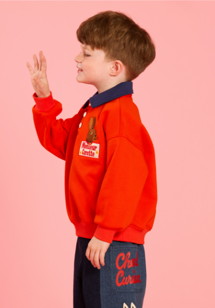 BEBE DE PINO Rabbit polo collar sweatshirt