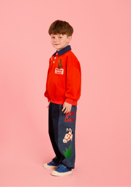 BEBE DE PINO Rabbit polo collar sweatshirt