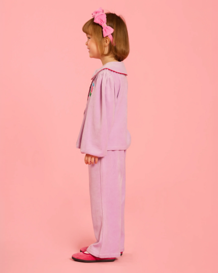 BEBE DE PINO Rose velour collar blouse
