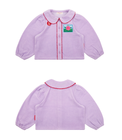 BEBE DE PINO Rose velour collar blouse