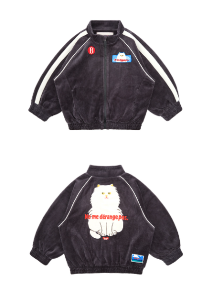 BEBE DE PINO Persian cat velour zip up jacket