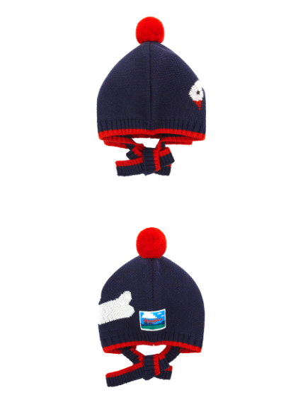 BEBE DE PINO Duck pompom sweater bonnet