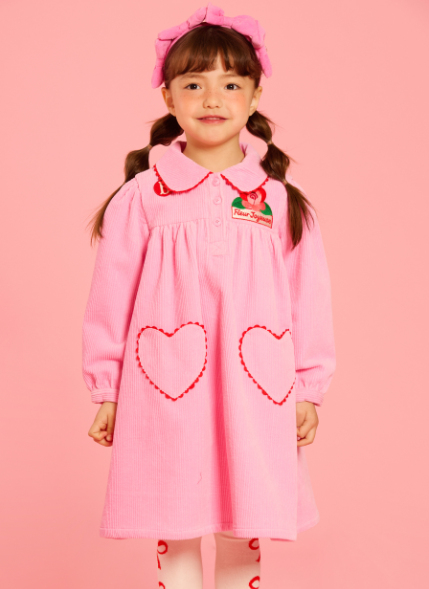 BEBE DE PINO Camellia heart pocket corduroy dress