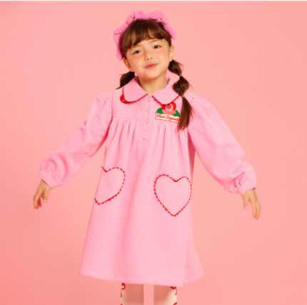 BEBE DE PINO Camellia heart pocket corduroy dress