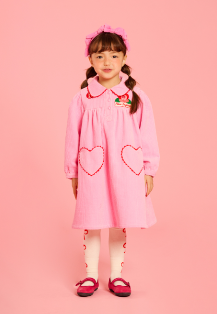 BEBE DE PINO Camellia heart pocket corduroy dress