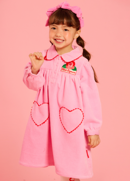 BEBE DE PINO Camellia heart pocket corduroy dress