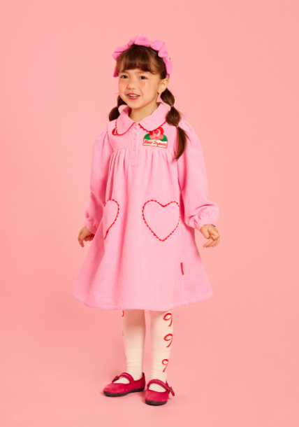 BEBE DE PINO Camellia heart pocket corduroy dress