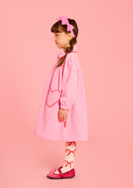 BEBE DE PINO Camellia heart pocket corduroy dress