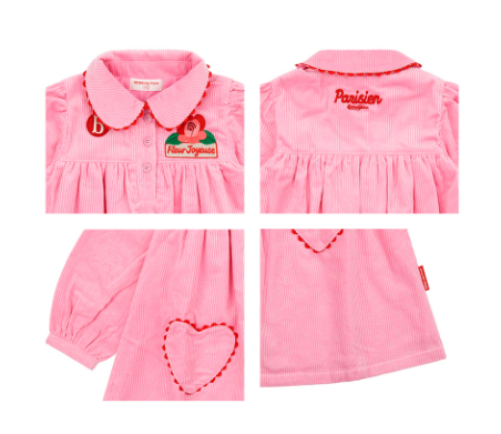 BEBE DE PINO Camellia heart pocket corduroy dress