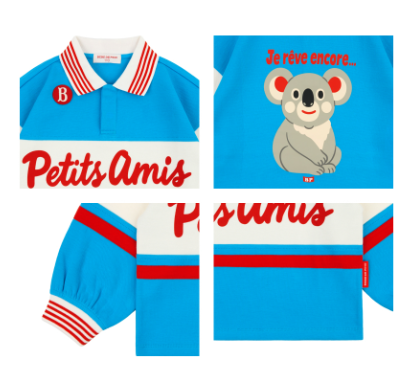 BEBE DE PINO Koala color block rugby tee