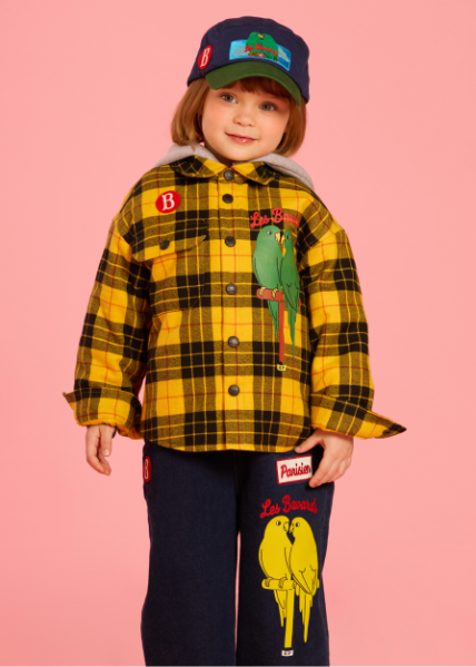 BEBE DE PINO Parrot check flannel padding shirt
