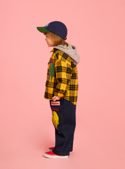 BEBE DE PINO Parrot check flannel padding shirt