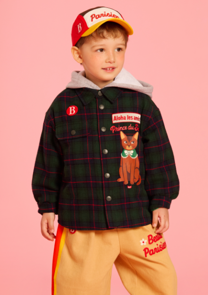 BEBE DE PINO Prince cat check flannel padding shirt