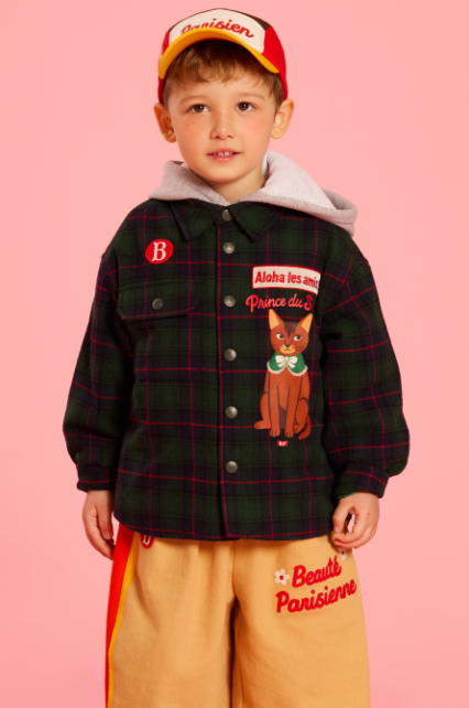BEBE DE PINO Prince cat check flannel padding shirt