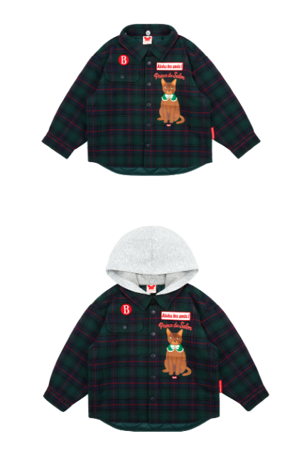 BEBE DE PINO Prince cat check flannel padding shirt